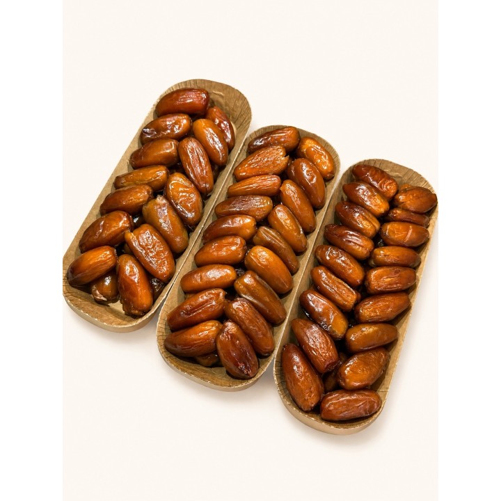 Dattes conditionnées en barquette en bois, poids net 200 g