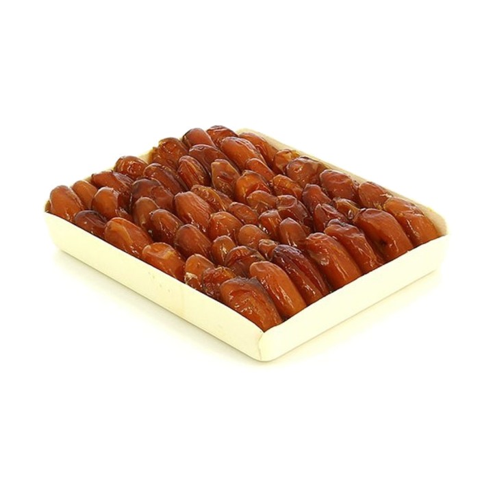 Dattes conditionnées en barquette en bois, poids net 400 g