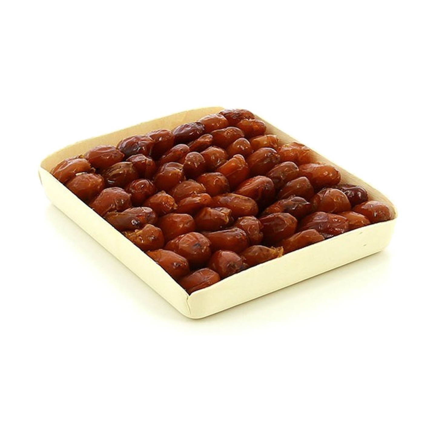 Dattes conditionnées en barquette en bois, poids net 500 g