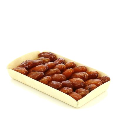 Dattes conditionnées en barquette en bois, poids net 250 g